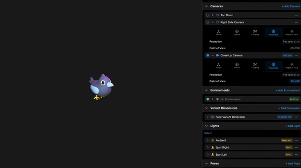 Arm Distance in the Orbital tab vs. Field of View in the Projection tab