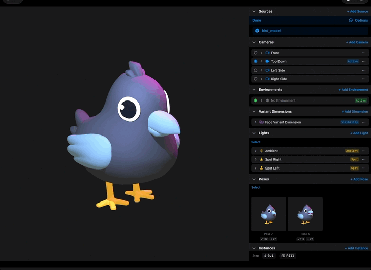 Quick montage: the Files picker, a model appearing in the preview, a node tree expanding.